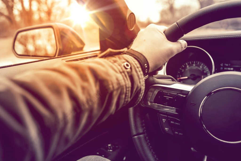 Car tips on line Collision man driving